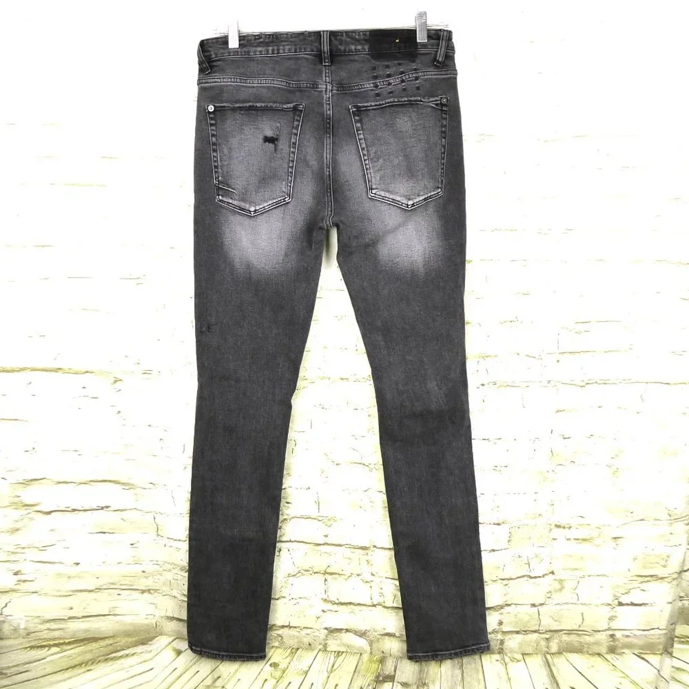 Ksubi Mens 34X32 Van Winkle Hazlow Angst Trashed Jeans Black Button Fly Grunge